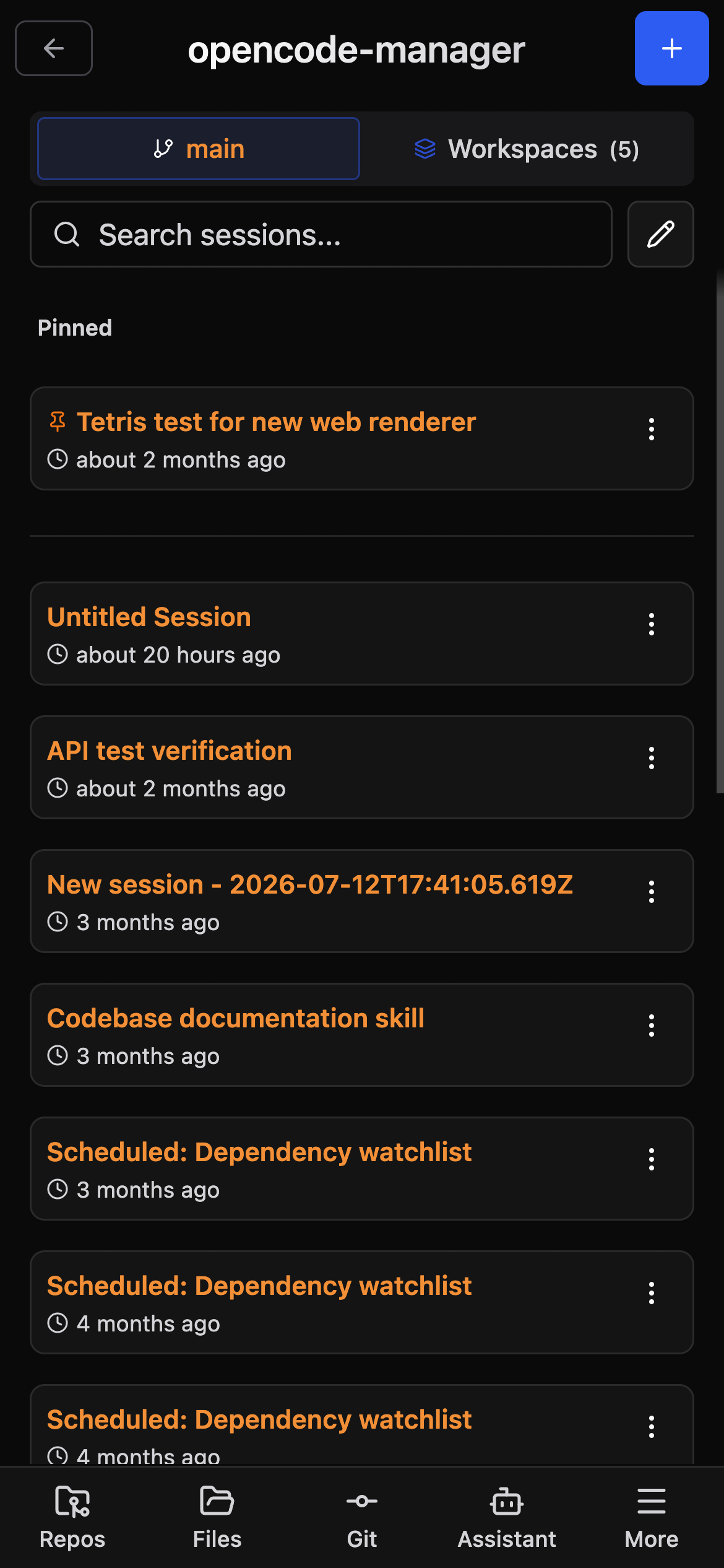 Mobile Sessions View
