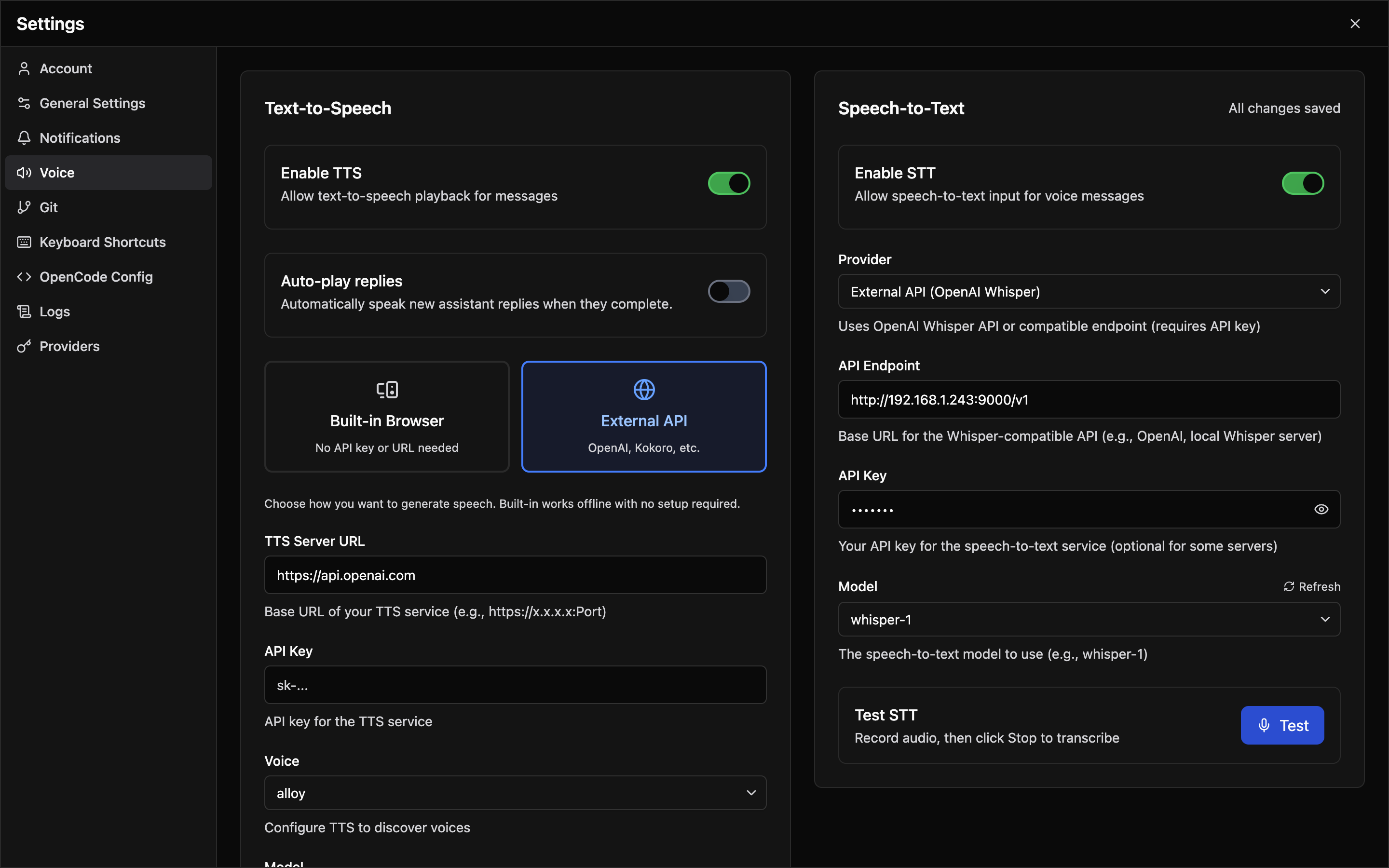 TTS Settings