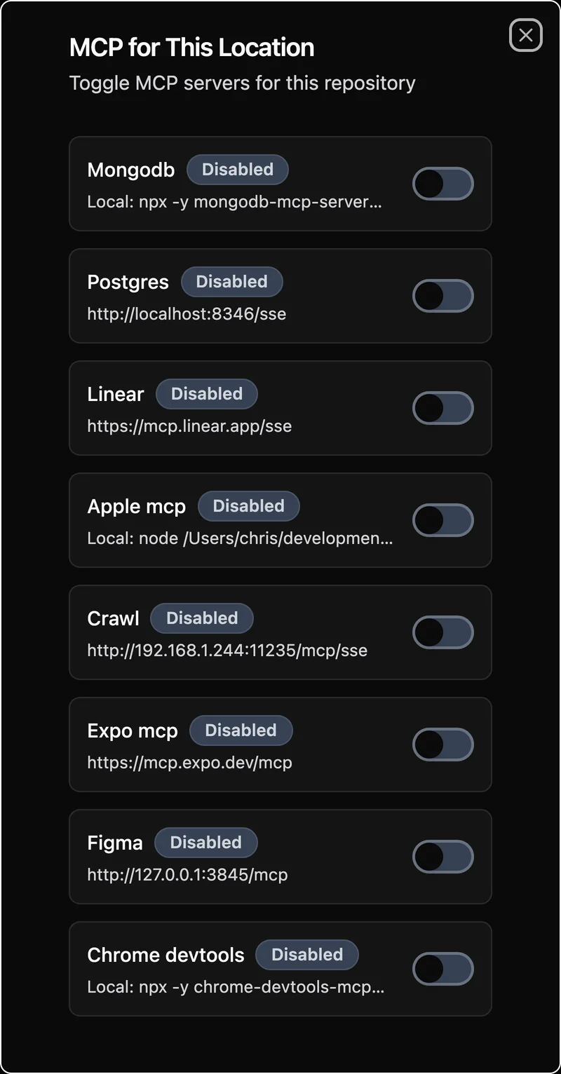 MCP servers list